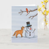 静かな雪の日 カード (黄色い花)