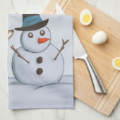 静かな雪の日 キッチンタオル (四つ折り)