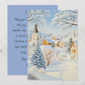 静かな雪の村のクリスマスカード シーズンカード (正面/裏面)