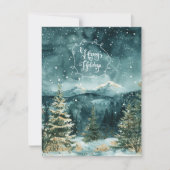 静かな雪山の風景 クリスマスカード (正面)