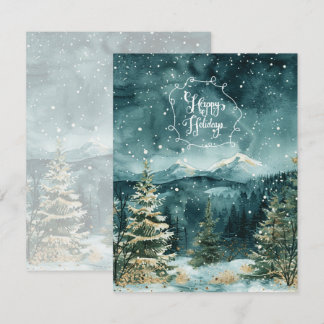 静かな雪山の風景 クリスマスカード