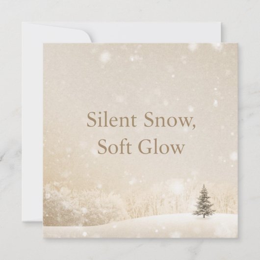 静かな雪、柔らかな輝き; ミニマリストな優雅さのクリスマス シーズンカード (正面)