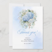 静かな青いハイドランジア ユーカリ 感謝カード (正面)