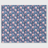 静かな青い花の水彩画 ラッピングペーパー (フラット)
