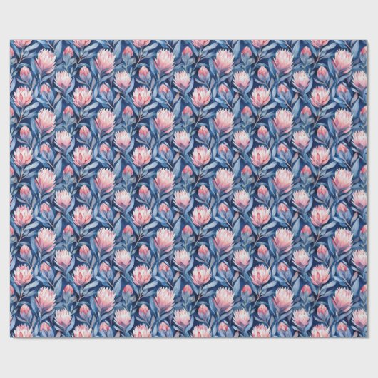 静かな青い花の水彩画 ラッピングペーパー (フラット)