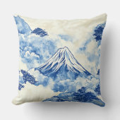静かな青い雪山の雲の風景 クッション (正面)