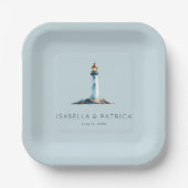 静かな青のミニマルな灯台 ペーパープレート (正面)