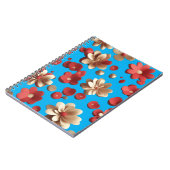静かな青を背景にした花柄 ノートブック (左側)
