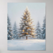静かな風景の中の輝くクリスマスツリー ポスター (正面)