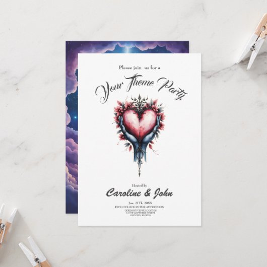 静かな魔法の心。 招待状 (正面/裏面インサイチュ)