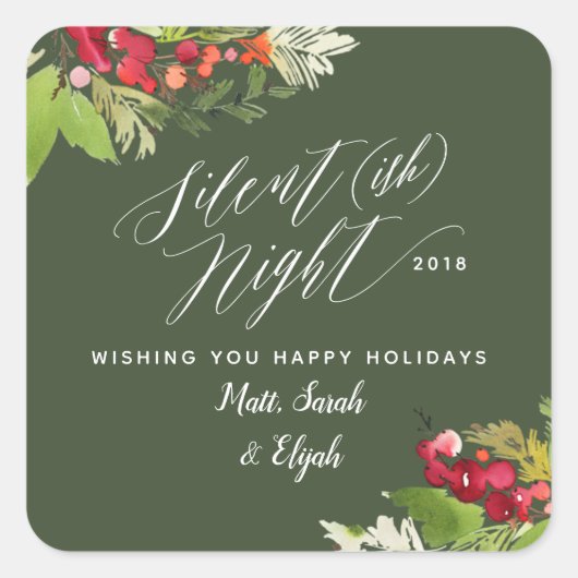 静かな(ish)夜クリスマスの休日 スクエアシール (正面)