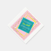 「静かにして」ピンクと緑の紙ナプキン スタンダードカクテルナプキン (角)