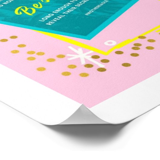 「静かにして」引用ピンク緑の壁アートポスター ポスター (角)