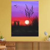 静かにキャンバス印刷レイクサンセット – 水彩 キャンバスプリント (インサイチュ (リビング))