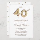 静かにサプライズ 40歳の誕生日パーティー 招待状 (正面/裏面)