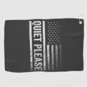 静かにトランプHarrisディベート社長 ゴルフタオル (横)