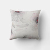静かにピンクおよび挨りだらけの灰色のヴィンテージの花柄の水彩画 クッション (裏面)