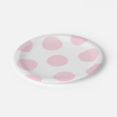 静かにピンクおよび白い水玉模様パターン紙皿 ペーパープレート (アングル)