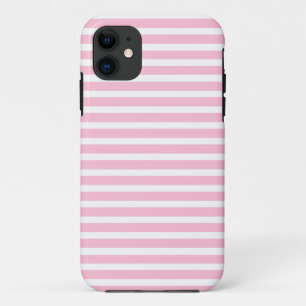 静かにピンクおよび白のストライプのiPhoneの場合 iPhone 11 ケース