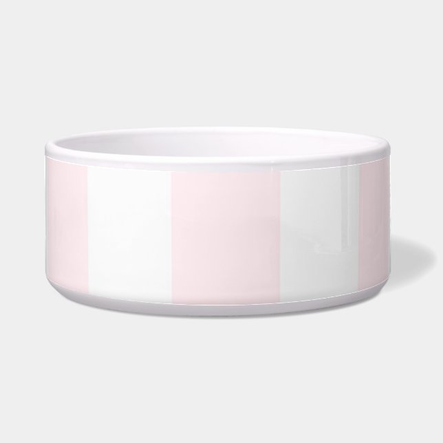 静かにピンクおよび白のストライプ犬のペットボウル ボウル (正面)