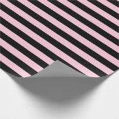 静かにピンクおよび黒のストライプ ラッピングペーパー (角)