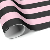 静かにピンクおよび黒のストライプ ラッピングペーパー (ロールコーナー)