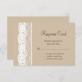 静かにベージュ色およびヴィンテージのレースRSVP 出欠カード (正面/裏面)