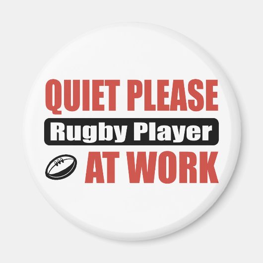 静かにラグビーの選手を仕事中 マグネット (正面)