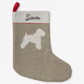 静かに上塗を施してあるWheatenテリアのシルエット犬の休日 スモールクリスマスストッキング (正面)