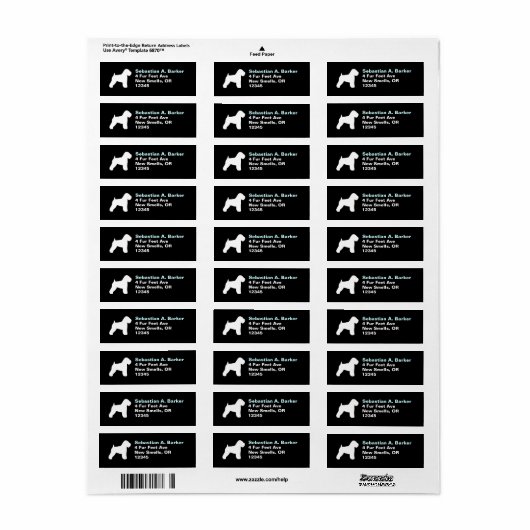 静かに上塗を施してあるWheatenテリアのシルエット ラベル (フルシート)