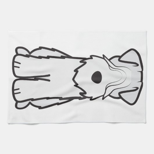 静かに上塗を施してあるWheatenテリア犬の漫画 キッチンタオル (横)