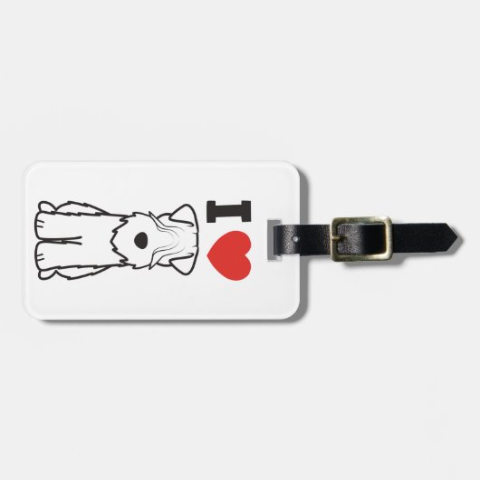 静かに上塗を施してあるWheatenテリア犬の漫画 ラゲッジタグ (正面横)