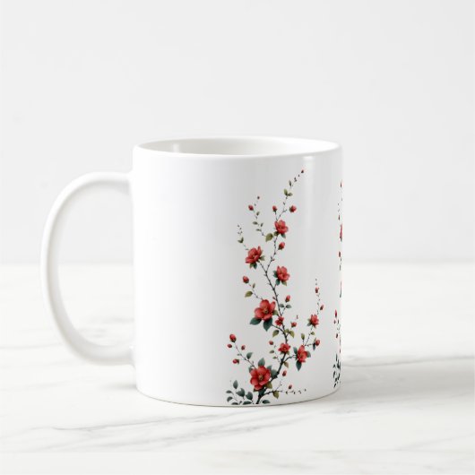 静かに咲く春の花のささやき ペタル コーヒーマグカップ (左)