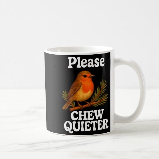 静かに噛んでね ビンテージ 鳥 グルーヴィー デザイン コーヒーマグカップ (右)