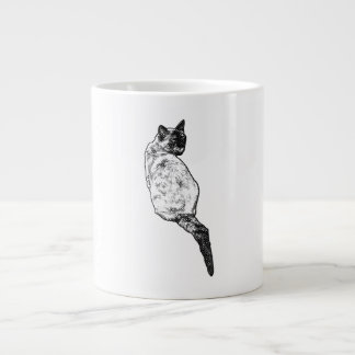 静かに瞑想する猫 ジャンボコーヒーマグカップ