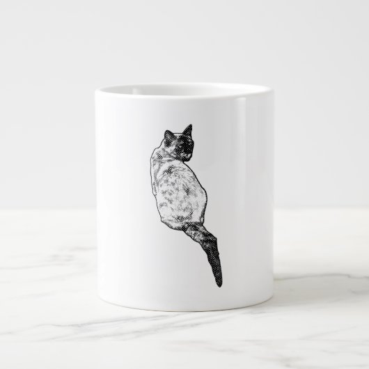 静かに瞑想する猫 ジャンボコーヒーマグカップ (正面)