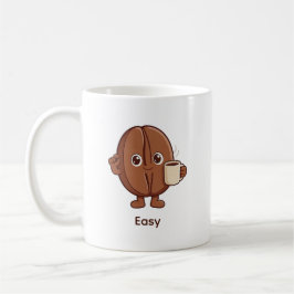 静かに自信に満ちたコーヒー豆のキャラクター コーヒーマグカップ