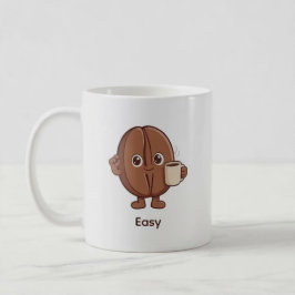 静かに自信に満ちたコーヒー豆のキャラクター コーヒーマグカップ