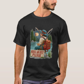 静かに釣りを楽しむ夜の釣り Tシャツ
