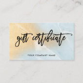 静かに青く、フェイクな金ゴールドの大理石のギフト券 割引カード (正面)