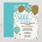 静かに！サプライズパーティーの招待状 招待状 (正面/裏面)