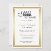 静かに… サプライズ誕生日！エレガントなゴールド 招待状 (正面)
