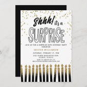 静かに！サプライズ・ファン・50歳の誕生日キャンドル 招待状 (正面/裏面)