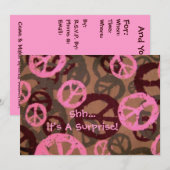 静かに…サプライズ!-招待-ピースサイン 招待状 (正面/裏面)