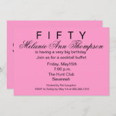 静かに、サプライズ！50歳の誕生日パーティーのご招待です 招待状 (正面/裏面)