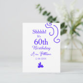 静かに、名前を追加 60歳の誕生日 紫のスパニッシュスタイル ポストカード (スタンド正面)