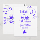 静かに、名前を追加 60歳の誕生日 紫のスパニッシュスタイル ポストカード (正面/裏面)