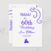 静かに、名前を追加 60歳の誕生日 紫のスペイン風 ポストカード (正面/裏面)