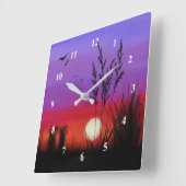 静かに – 水色 スクエア壁時計 (傾斜)