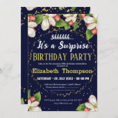 静かに！ 現代の花柄グリッター 60歳 招待状 (正面/裏面)